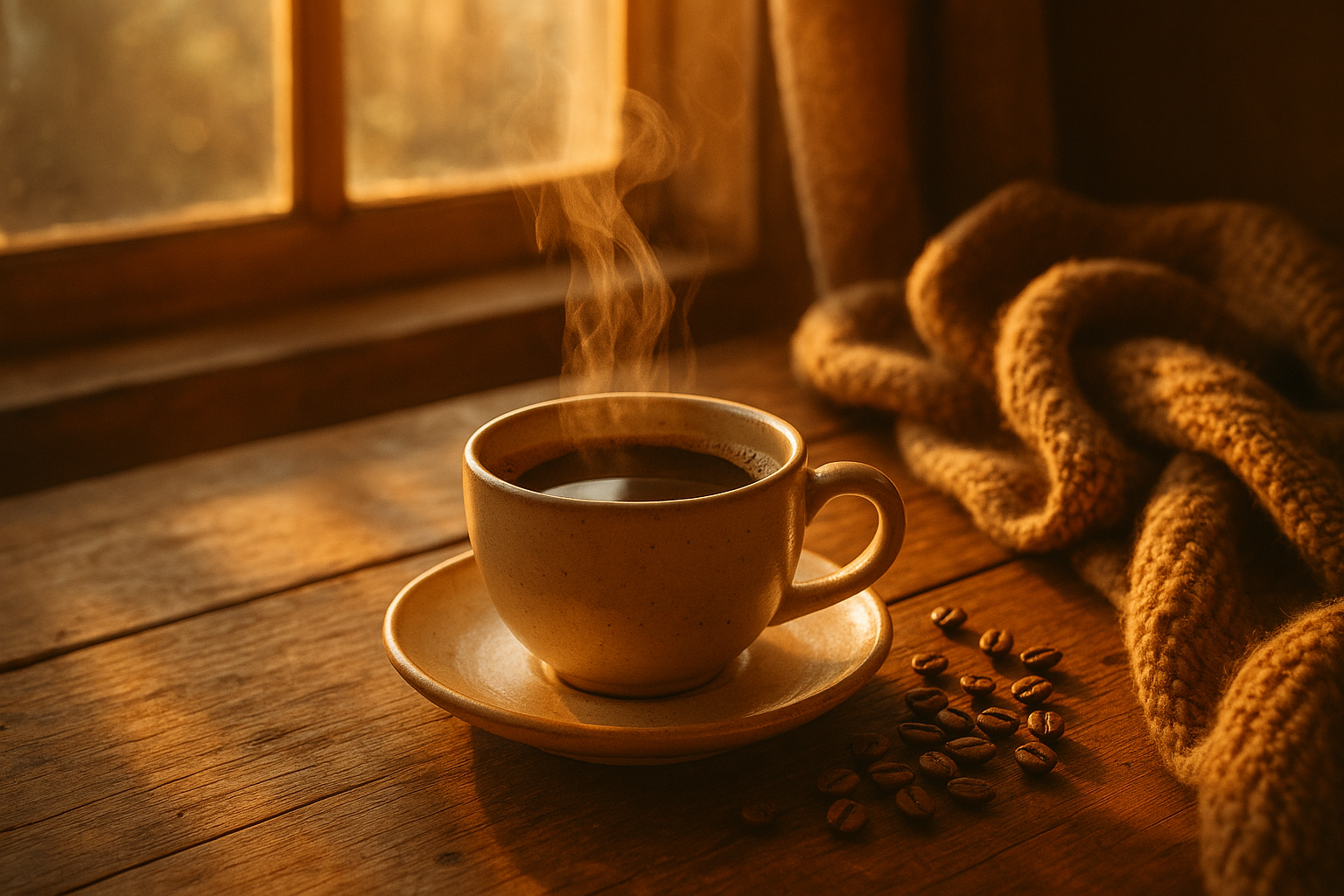 warm, cozy, morning coffee